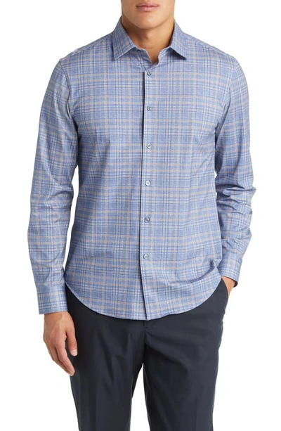 Bugatchi James Ooohcotton® Plaid Button-up Shirt In Air-blue