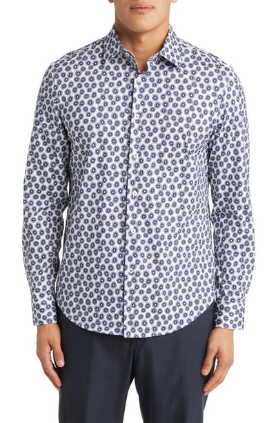 Bugatchi James Ooohcotton® Abstract Print Button-up Shirt In Chalk