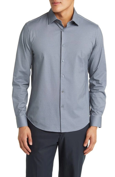 Bugatchi James Ooohcotton® Geometric Print Stretch Cotton Button-up Shirt In Khaki