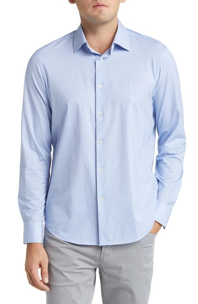 Bugatchi James Ooohcotton® Geometric Print Button-up Shirt In Air-blue