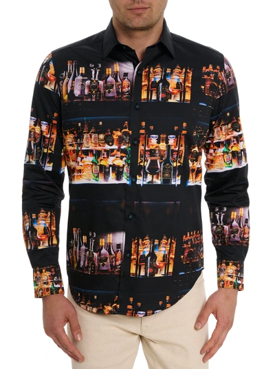 Robert Graham Whiskey In Jar 2 Long Sleeve Button Front Shirt In Black