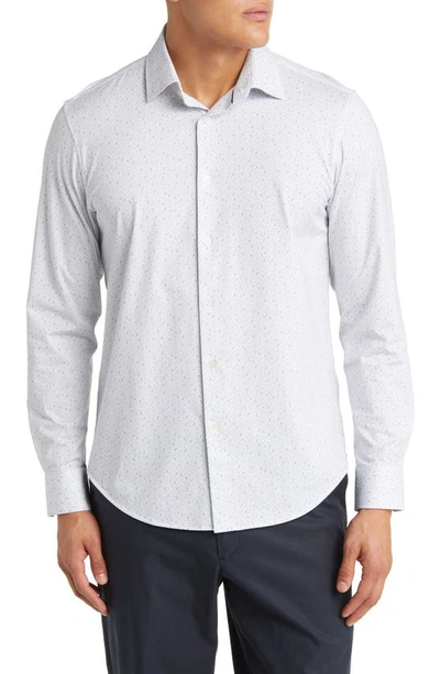 Bugatchi James Ooohcotton® Geometric Print Stretch Cotton Button-up Shirt In Chalk