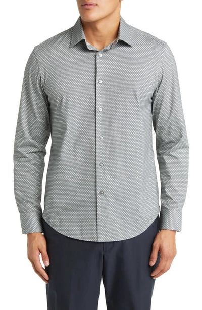 Bugatchi James Ooohcotton® Honeycomb Print Button-up Shirt In Sage
