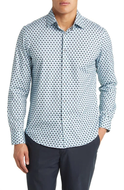 Bugatchi James Ooohcotton® Abstract Print Button-up Shirt In Jade
