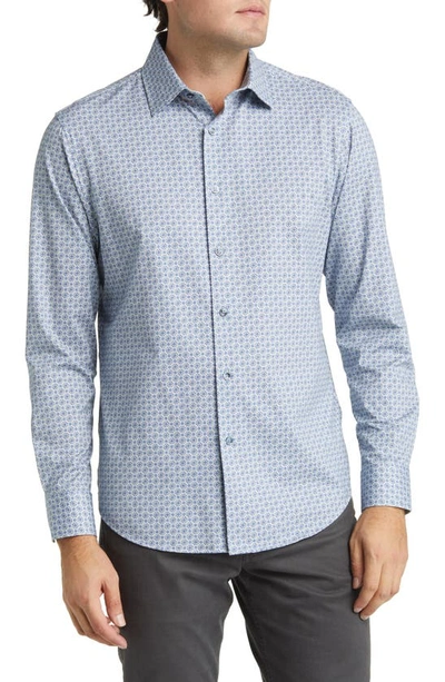 Bugatchi James Ooohcotton® Plaid Print Stretch Cotton Button-up Shirt In Navy