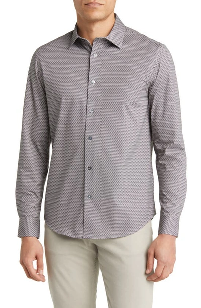 Bugatchi James Ooohcotton® Geometric Print Button-up Shirt In Desert