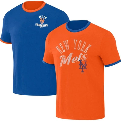 Darius Rucker Collection By Fanatics Royal/orange New York Mets Two-way Ringer Reversible T-shirt