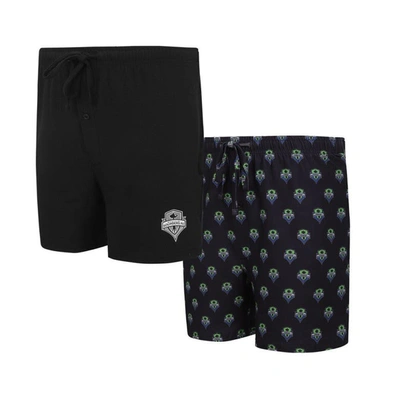 Concepts Sport Black Seattle Sounders Fc Gauge Two-pack Shorts Set