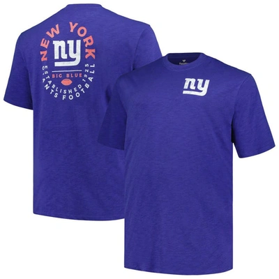 Profile Men's  Royal New York Giants Big And Tall Two-hit Throwback T-shirt