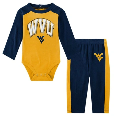 Outerstuff Babies' Infant Navy West Virginia Mountaineers Rookie Of The Year Long Sleeve Bodysuit And Pants Set