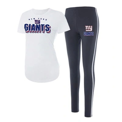 Concepts Sport White/charcoal New York Giants Sonata T-shirt & Leggings Set