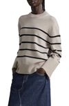 & Other Stories Stripe Crewneck Sweater In Light Beige Stripe