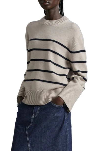 & Other Stories Stripe Crewneck Jumper In Light Beige Stripe