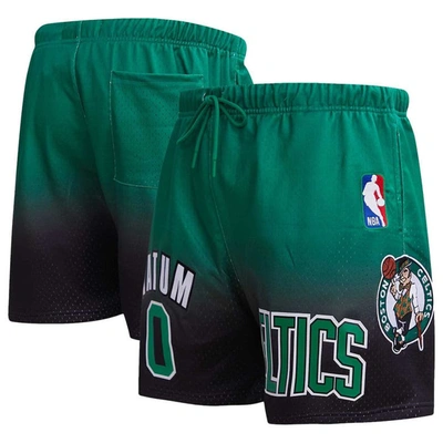 Pro Standard Post Jayson Tatum Black/kelly Green Boston Celtics Ombre Name & Number Shorts In Black,kelly Green