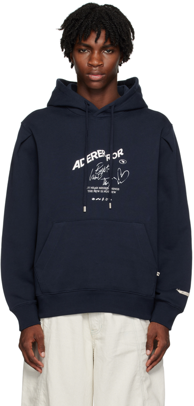 Ader Error Logo-print Drawstring Hoodie In Navy