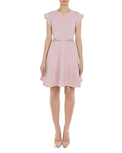 Ted Baker Omarria Scalloped Cutout Skater Dress In Lilac