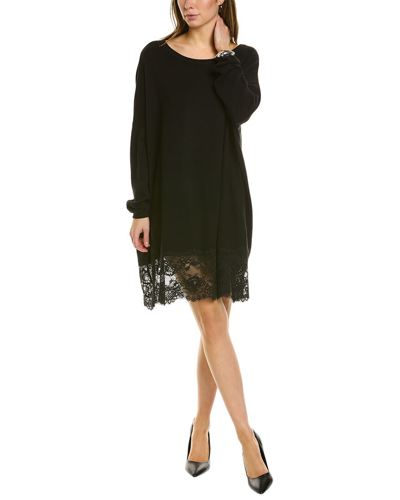 Twinset Combo Wool-blend Sweaterdress In Black