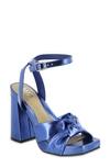 Mia Esma Knotted Sandal In Blue Metal