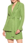 Alexia Admor Olya Plaid Belted Blazer In Sage Tweed