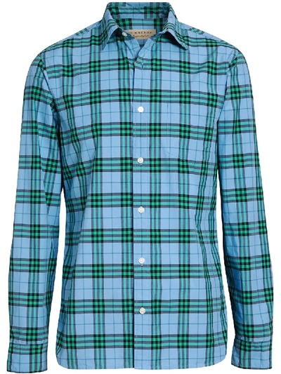 Burberry Alexander Checked Regular-fit Cotton Shirt In Blue Topaz