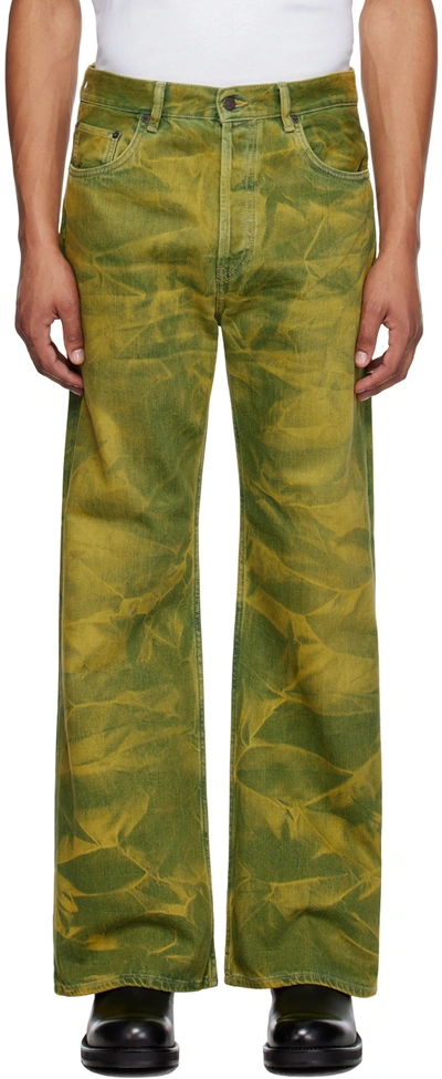 Acne Studios Bleached-effect Straight-leg Jeans In Green