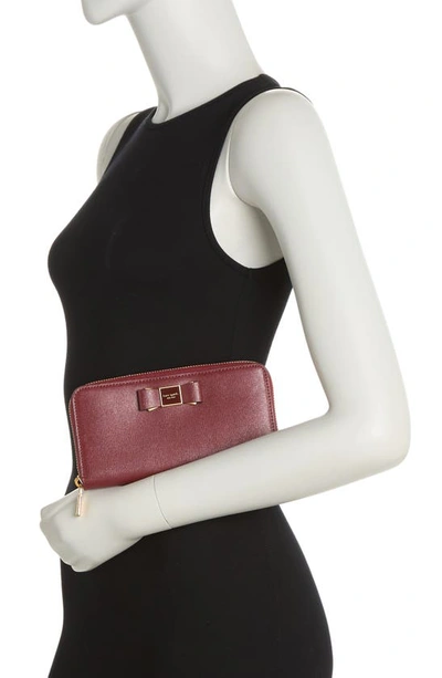 Kate Spade Morgan Embellished Bow Saffiano Leather Wallet In Autumnal Red