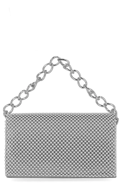 Jessica Mcclintock Damiana Beaded Metal Mesh Clutch In Silver