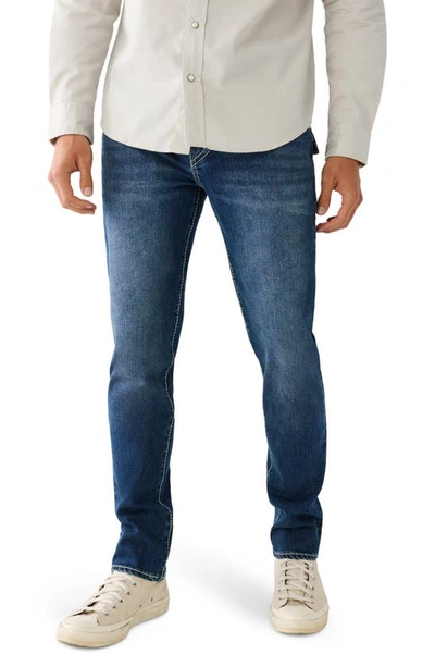 True Religion Brand Jeans Rocco Big T Flap Skinny Leg Jeans In Dark Roper Wash