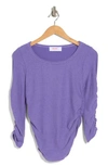 Renee C Ruched Sleeve Knit Top In Purple
