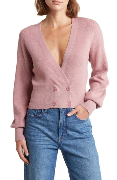 Love By Design Juliet Double Breasted Crop Cardigan In Foxglove