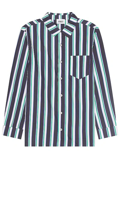 Krost X Nautica Stripe Cotton Button-up Shirt In Neutral