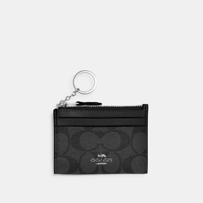 Coach Outlet Mini Skinny Id Case In Signature Canvas In Silver