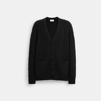 Coach Outlet Signature Knit Cardigan In Black
