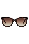 Quay Coffee Run 51mm Polarized Gradient Cat Eye Sunglasses In Tort Gold/ Brown Polarized