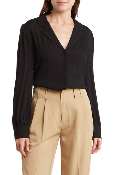 Love By Design Lana Collar Button-up Blouse In Black