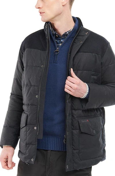 Barbour Baffle Trellon Wax Cotton Puffer Jacket In Navy | ModeSens