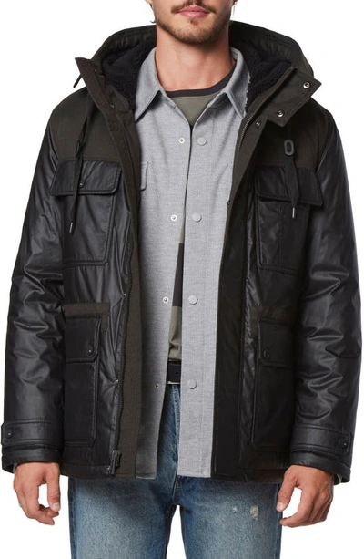 Andrew Marc Harrigan Mixed Media Puffer Jacket In Black