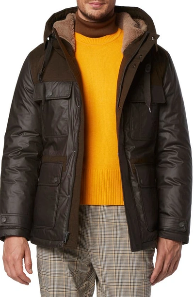 Andrew Marc Harrigan Mixed Media Puffer Jacket In Canteen