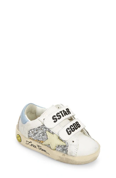 Golden Goose Kids' Old School Glitter Low Top Sneaker In Silver/ White/ Blue
