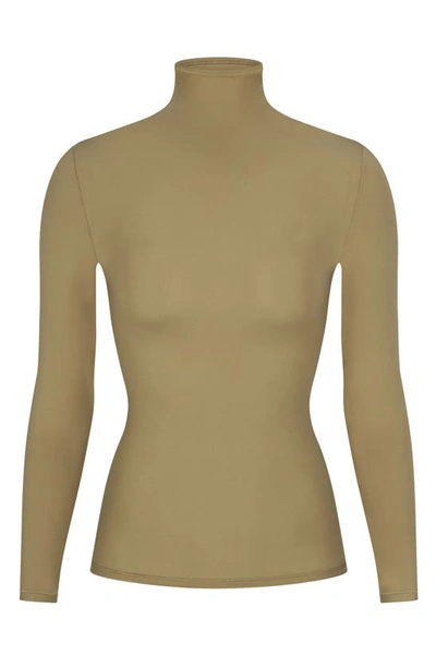 Skims Fits Everybody Funnel Neck Top In Khaki