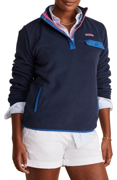 Vineyard Vines Harbor Fleece Half Zip In Nautical Navy