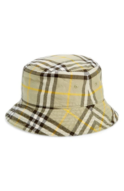Burberry Archive Check Cotton Bucket Hat In Hunter