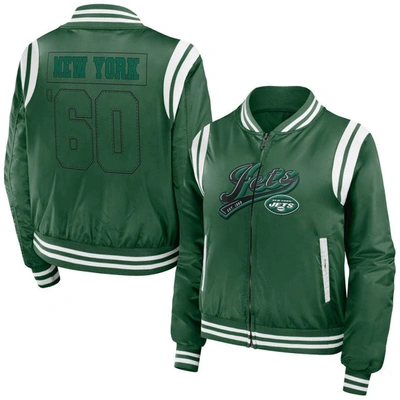 Wear By Erin Andrews Green New York Jets Bomber Full-zip Jacket