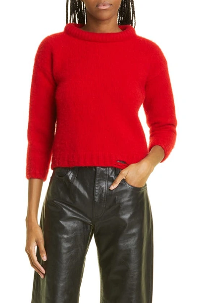 R13 Shrunken Mock Neck Cashmere Sweater In Red Cashmere