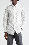 Thom Browne Paisley Straight Fit Cotton Button-down Shirt In White