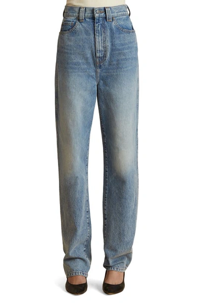 Khaite Albi Straight Leg Nonstretch Jeans In Blue