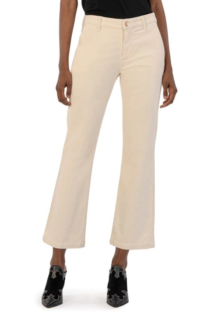 Kut From The Kloth Kelsey High Waist Ankle Flare Corduroy Pants In Ivory
