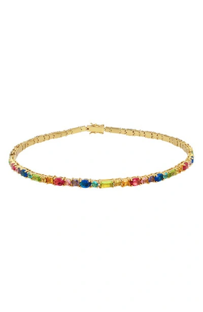 Kurt Geiger Mixed Crystal Tennis Necklace In Gold Multi