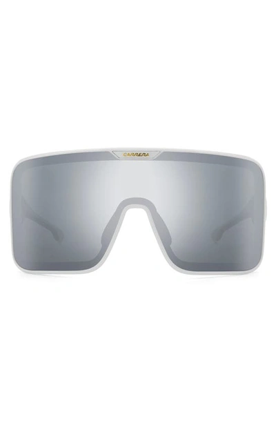 Carrera Eyewear Flaglab 15 99mm Shield Sunglasses In White/ Silver Mirror