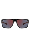 Carrera Eyewear X Ducati 59mm Rectangle Sunglasses In Black/ Red Mirror Polar